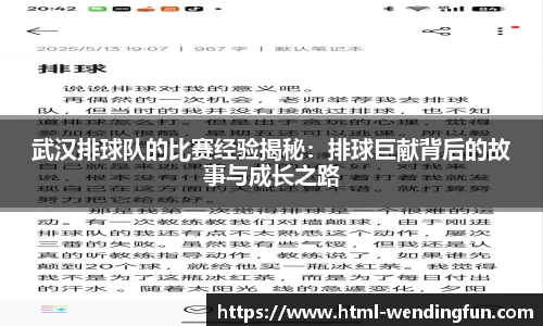 武汉排球队的比赛经验揭秘：排球巨献背后的故事与成长之路